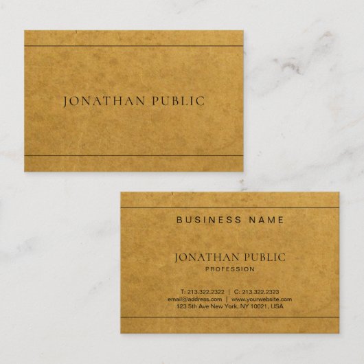 Kraft Paper Effect Tasteful Professional Design Visitekaartje (Voorkant / Achterkant)