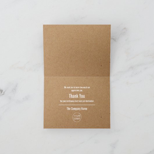 Kraft Paper-effect, werknemer Hartelijk dank Bedankkaart (Binnen)