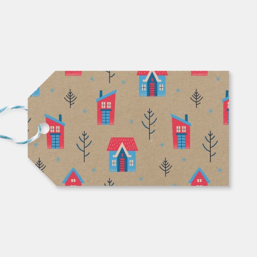 Kraft Paper Festive Prettige feestdagen Realty Cadeaulabel (Achterkant Horizontaal)
