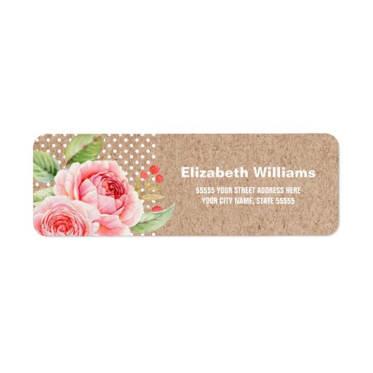 Kraft Paper Floral Wedding Return Address Labels (Voorkant)