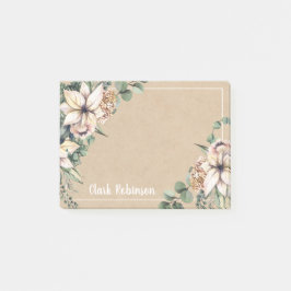 Kraft Paper Floral White Poinsettia Post-it® Notes