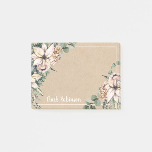 Kraft Paper Floral White Poinsettia Post-it® Notes (Voorkant)