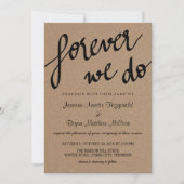 Kraft Paper for ever we Script Rustic Wedding Kaart (Voorkant)