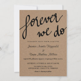 Kraft Paper for ever we Script Rustic Wedding Kaart