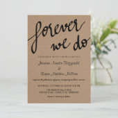Kraft Paper for ever we Script Rustic Wedding Kaart (Staand voorkant)