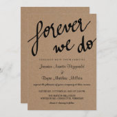 Kraft Paper for ever we Script Rustic Wedding Kaart (Voorkant / Achterkant)