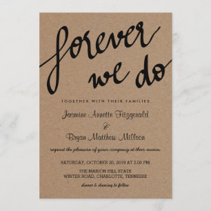 Kraft Paper for ever we Script Rustic Wedding Kaart