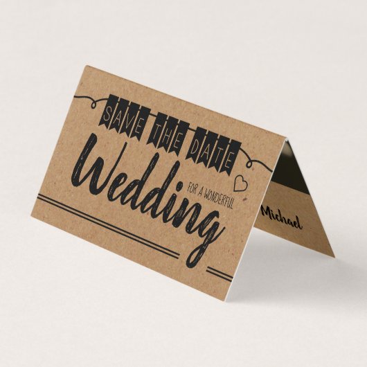  Kraft Paper, foto sparen de Datum Kaart Visitekaartje (Voorkant)