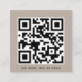 Kraft Paper Geometric QR Code & Logo Earous Unique Vierkante Visitekaartje (Achterkant)