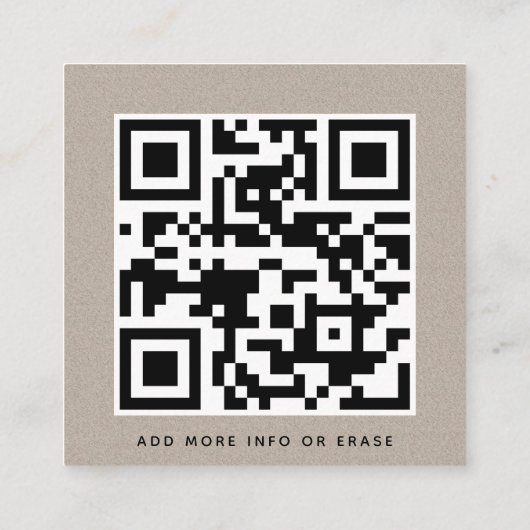 Kraft Paper Geometric QR Code & Logo Earous Unique Vierkante Visitekaartje (Achterkant)