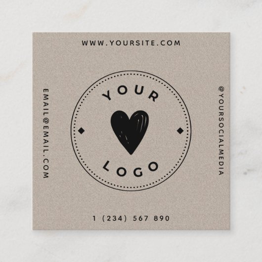 Kraft Paper Geometric QR Code & Logo Earous Unique Vierkante Visitekaartje (Voorkant)