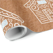 Kraft Paper Gingerbrood House Brown Kerstmis Cadeaupapier (Rol Hoek)