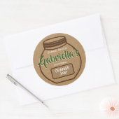 Kraft Paper Green Jam Jar-deksellabels Ronde Sticker (Envelop)
