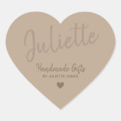 Kraft Paper Handgemaakt met Love Heart Custom Name Hart Sticker (Voorkant)