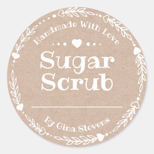 Kraft Paper Handmade Sugar Scrub Ronde Sticker (Voorkant)