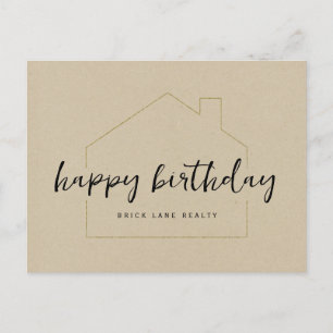 Kraft Paper Happy Birthday Realty Briefkaart