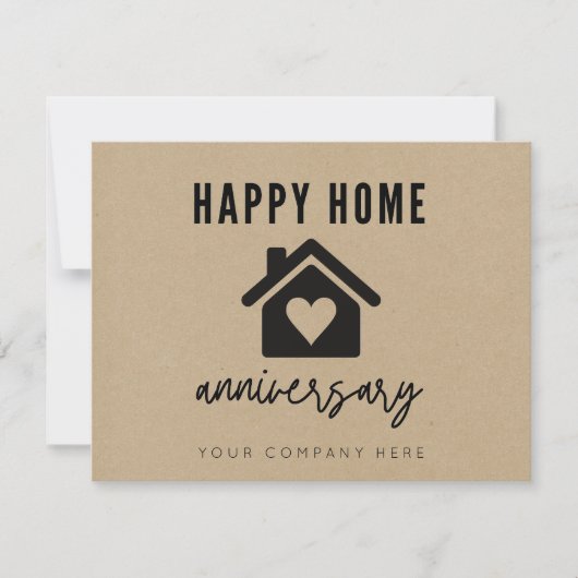 Kraft Paper Happy Home Jubileum Realty Kaart (Voorkant)