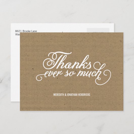 Kraft Paper Hartelijk dank Briefkaart (Voorkant / Achterkant)