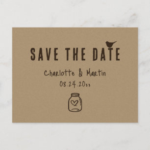 Kraft Paper Heart Wedding Save the Date Aankondigingskaart