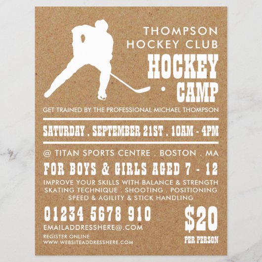 Kraft Paper, Hockey Camp Adverteren Flyer (Voorkant)