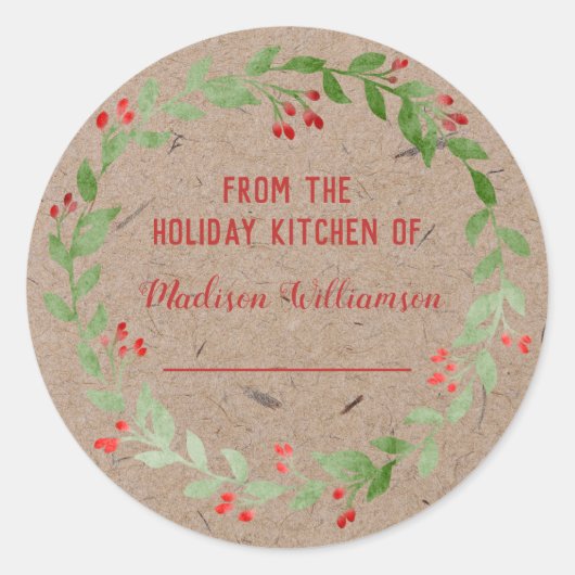 Kraft Paper Holiday Kitchen Canning | Homemade Ronde Sticker (Voorkant)