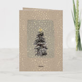 Kraft Paper Holiday Spruce Tree Falling Gold Snow Feestdagen Kaart (Achterkant)