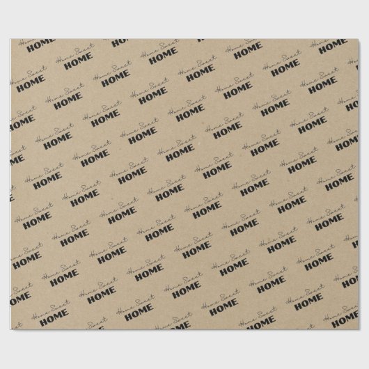 Kraft Paper Home Sweet Home Cadeaupapier (Vlak)