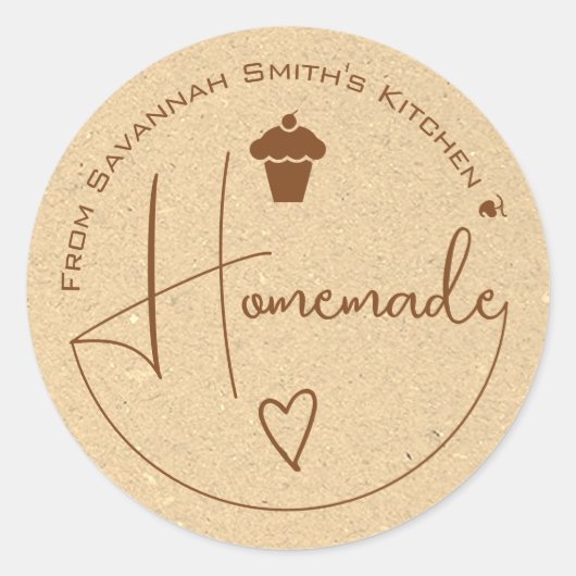 Kraft Paper Homemade uit de keuken van beige Ronde Sticker (Voorkant)