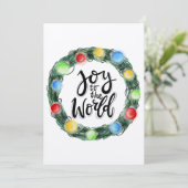 Kraft Paper Joy voor de World Wreath Feestdagenkaart (Staand voorkant)