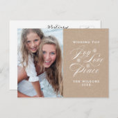KRAFT PAPER JOY WISHES | HOLIDAY POSTCARD FEESTDAGENKAART (Voorkant / Achterkant)