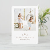 Kraft Paper - kerstboom & Snowflake 2-foto Feestdagenkaart (Staand voorkant)