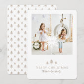 Kraft Paper - kerstboom & Snowflake 2-foto Feestdagenkaart (Voorkant / Achterkant)