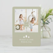 Kraft Paper - kerstboom & Snowflake 2-foto Feestdagenkaart (Staand voorkant)