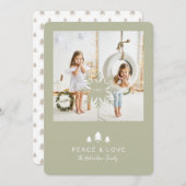 Kraft Paper - kerstboom & Snowflake 2-foto Feestdagenkaart (Voorkant / Achterkant)