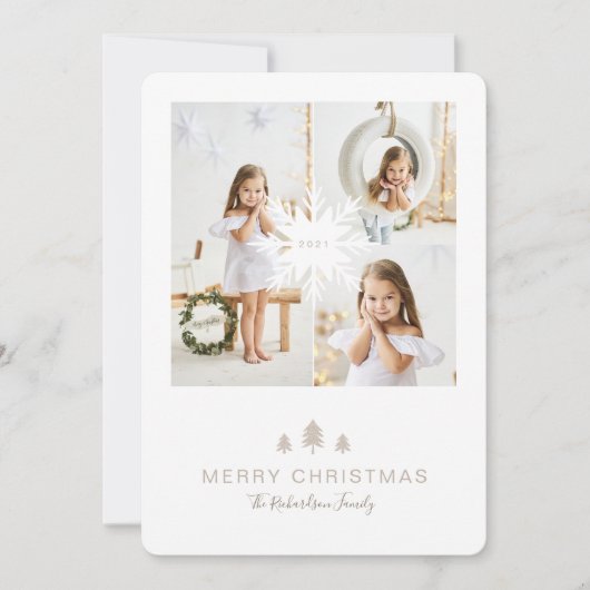 Kraft Paper - kerstboom & Snowflake 3 - Foto Feestdagenkaart (Voorkant)