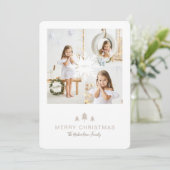 Kraft Paper - kerstboom & Snowflake 3 - Foto Feestdagenkaart (Staand voorkant)