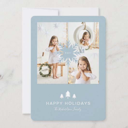 Kraft Paper - kerstboom & Snowflake 3 - Foto Feestdagenkaart (Voorkant)