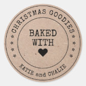 Kraft Paper KerstGoodies Ronde Sticker (Voorkant)