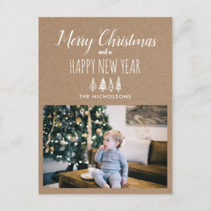 Kraft Paper Kerstmis en nieuwjaar   Holiday-foto Feestdagenkaart