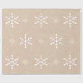 Kraft Paper Kijk en witte sneeuwvlokken | Kerstmis Cadeaupapier (Vlak)