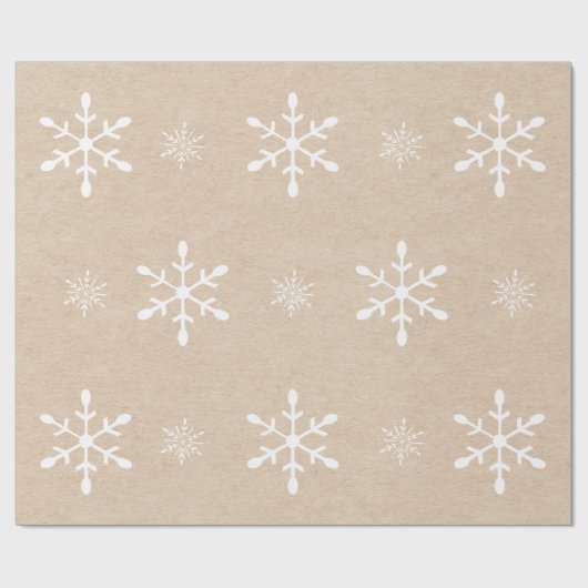 Kraft Paper Kijk en witte sneeuwvlokken | Kerstmis Cadeaupapier (Vlak)