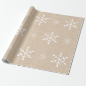 Kraft Paper Kijk en witte sneeuwvlokken | Kerstmis Cadeaupapier (Uitgerold)