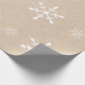 Kraft Paper Kijk en witte sneeuwvlokken | Kerstmis Cadeaupapier (Hoek)