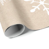 Kraft Paper Kijk en witte sneeuwvlokken | Kerstmis Cadeaupapier (Rol Hoek)