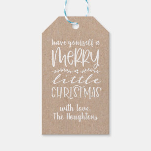 Kraft Paper Labels met kerstcadeautjes Cadeaulabel