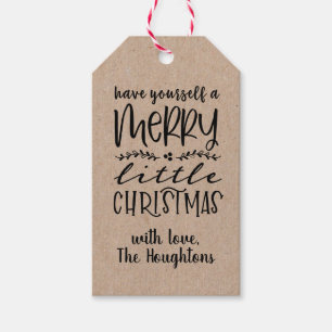 Kraft Paper Labels met kerstcadeautjes Cadeaulabel