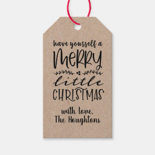 Kraft Paper Labels met kerstcadeautjes Cadeaulabel