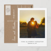 Kraft Paper Liefde en Bedankt Script Foto Briefkaart (Voorkant / Achterkant)