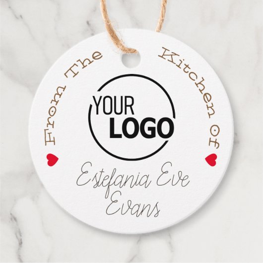 Kraft Paper Logo Signature Sjabloon Tiny Red Heart Bedankjes Labels (Voorkant)