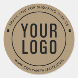 Kraft Paper Look Bedankt Custom Logo Ronde Sticker